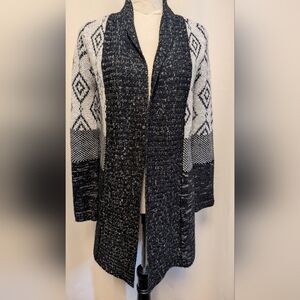 Maurices Black and White Patterned Cardigan